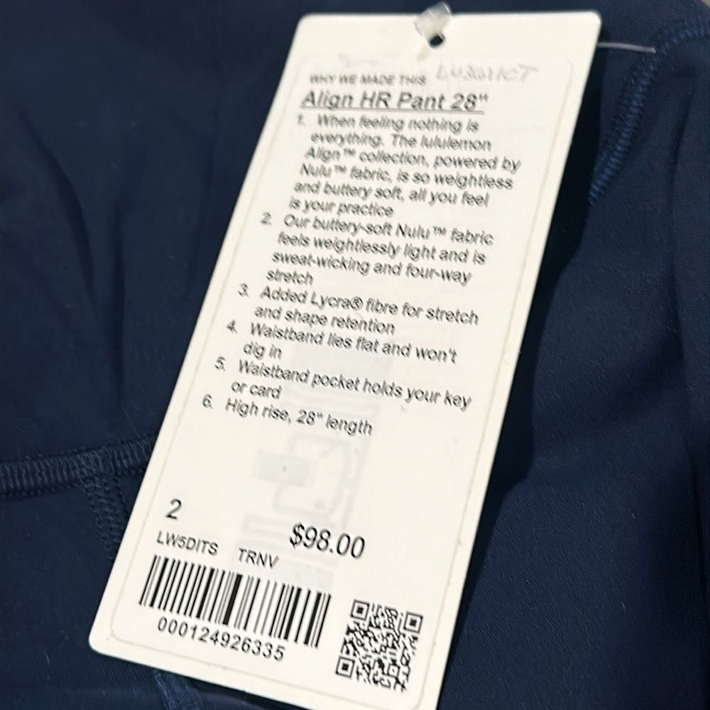 Lululemon Align Pant 28" True Navy size 2 NWT - Picture 3 of 5